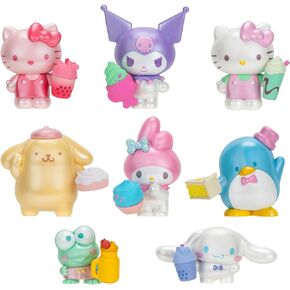 Hello Kitty Sweet Snacks 8-Pack with Mix and Match Sweet Accessories - 2" Figures - Hello Kitty, My Melody, Kuromi, Cinnamoroll, Pompompurin, Keroppi, and Tuxedosam - Officially Licensed
