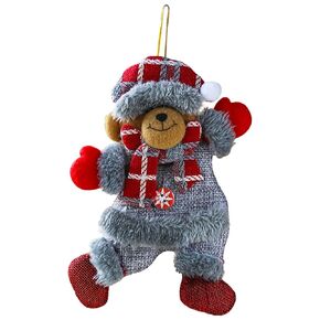 VDKIDKT 7.8" Christmas Cloth Puppet Hanging Gift Plush Toys Christmas Decoration Doll Set Santa Claus Snowman Elk Bear Xmas Party Favors(Snowman)