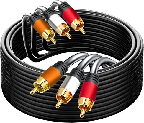 YOTETION Digital Coaxial 3RCA Cables 25FT, Subwoofer RCA Cable Audio Video 24K Gold Plated Connecting Audio Video Components AV Male to Male 3RCA to 3RCA Cable for Home Theater amp, Stereo Systems in Saudi Arabia