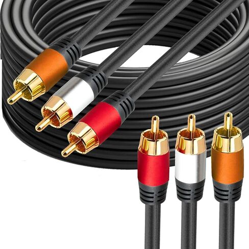 YOTETION Digital Coaxial 3RCA Cables 25FT, Subwoofer RCA Cable Audio Video 24K Gold Plated Connecting Audio Video Components AV Male to Male 3RCA to 3RCA Cable for Home Theater amp, Stereo Systems in Saudi Arabia