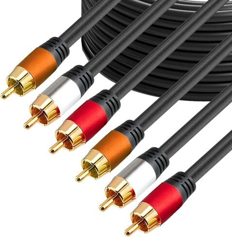 YOTETION Digital Coaxial 3RCA Cables 25FT, Subwoofer RCA Cable Audio Video 24K Gold Plated Connecting Audio Video Components AV Male to Male 3RCA to 3RCA Cable for Home Theater amp, Stereo Systems in Saudi Arabia