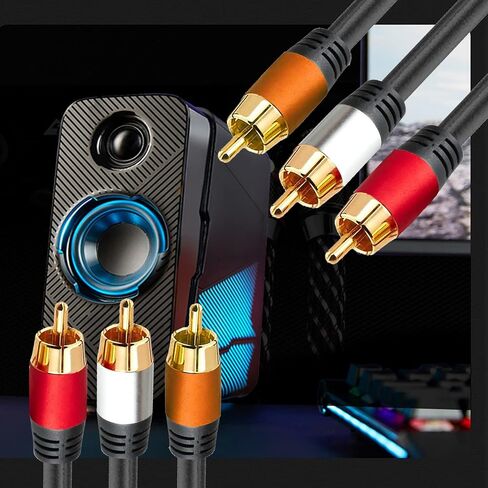 YOTETION Digital Coaxial 3RCA Cables 25FT, Subwoofer RCA Cable Audio Video 24K Gold Plated Connecting Audio Video Components AV Male to Male 3RCA to 3RCA Cable for Home Theater amp, Stereo Systems in Saudi Arabia
