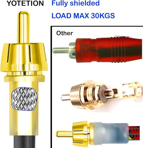 YOTETION Digital Coaxial 3RCA Cables 25FT, Subwoofer RCA Cable Audio Video 24K Gold Plated Connecting Audio Video Components AV Male to Male 3RCA to 3RCA Cable for Home Theater amp, Stereo Systems in Saudi Arabia