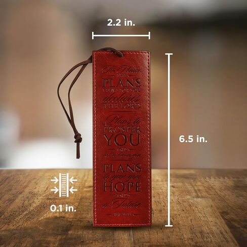 Christian Art Gifts Faux Leather Bookmark Strong and Courageous Joshua 1:9 Bible Verse w/Cord Tassel, Brown in Saudi Arabia
