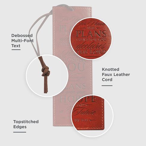 Christian Art Gifts Faux Leather Bookmark Strong and Courageous Joshua 1:9 Bible Verse w/Cord Tassel, Brown in Saudi Arabia