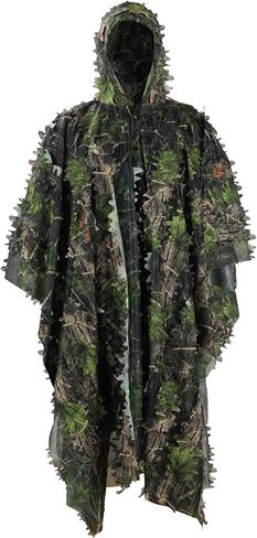 Zicac Outdoor Ghillie Suit 3d Leafy Camo Poncho for Men Hunting Bird Watch Military CS Woodland Hoodie Camouflage Cloak in Saudi Arabia