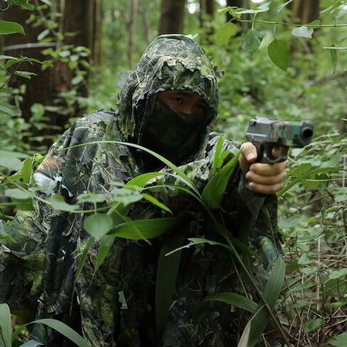 Zicac Outdoor Ghillie Suit 3d Leafy Camo Poncho for Men Hunting Bird Watch Military CS Woodland Hoodie Camouflage Cloak in Saudi Arabia