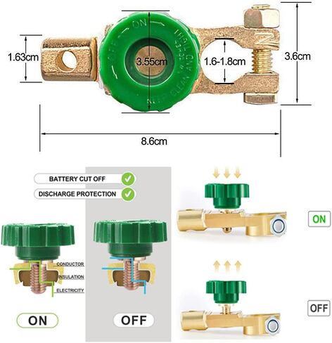 مفتاح فصل البطارية العلوي، عازل مفتاح البطارية الرئيسي لفصل الطاقة لمركبات الجرارات والشاحنات والمركبات RV in Kuwait