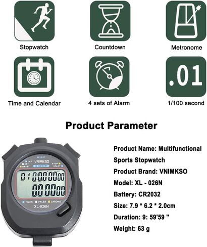 VNIMKSO Professional Digital Stopwatch Timer, Sports Stopwatch, Portable Chronograph Timer Stopwatch Alarm Clock Calendar Clock with Alarm for Sports Coaches and Referees in Saudi Arabia