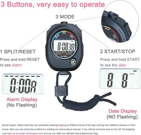 BESTWYA Digital Stopwatch, Large LCD Screen Handheld Count Up Timer with Time Calendar Clock Function in Kuwait