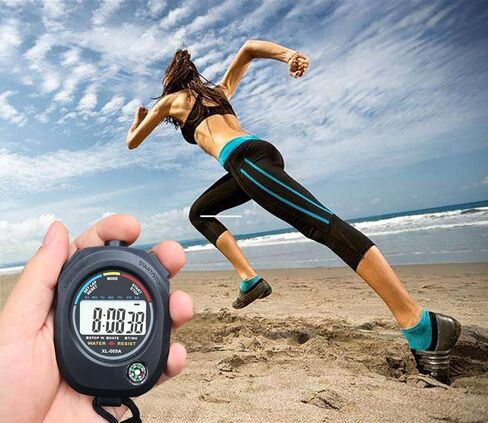 BESTWYA Digital Stopwatch, Large LCD Screen Handheld Count Up Timer with Time Calendar Clock Function in Kuwait