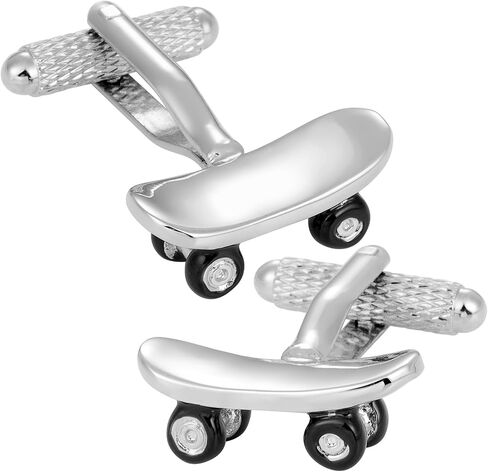 Silver Tone skateboarding Cufflinks For Men With Gift Box. in Saudi Arabia