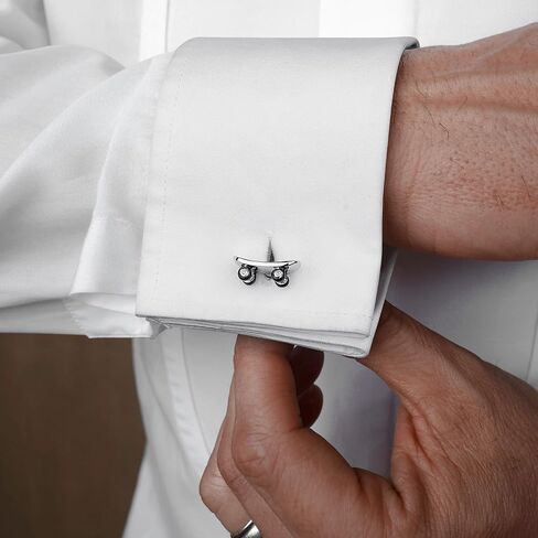 Silver Tone skateboarding Cufflinks For Men With Gift Box. in Saudi Arabia