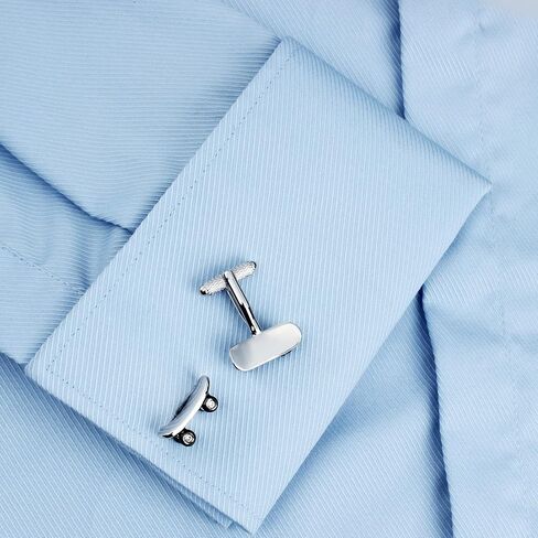 Silver Tone skateboarding Cufflinks For Men With Gift Box. in Saudi Arabia