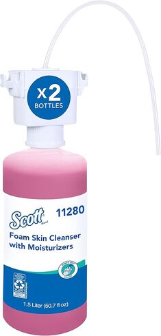 صابون يد رغوي من Scott® مع مرطبات (11280)، عبوات صابون يد توضع تحت المنضدة باللون الوردي برائحة الزهور سعة 1.5 لتر لموزعات Scott® Slimline وKimberly-Clark Professional® المضادة للتركيب (زجاجتان/علبة) in Saudi Arabia