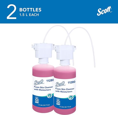 صابون يد رغوي من Scott® مع مرطبات (11280)، عبوات صابون يد توضع تحت المنضدة باللون الوردي برائحة الزهور سعة 1.5 لتر لموزعات Scott® Slimline وKimberly-Clark Professional® المضادة للتركيب (زجاجتان/علبة) in Saudi Arabia