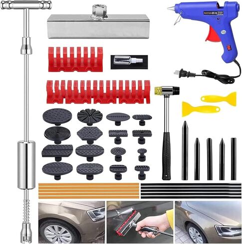 Sonrinss Dent Puller Kit - Paintless Dent Removal Tools for Easy and Efficient Car Dent Repair - Automotive Repair Equipment with T-Bar,Dent Hammer Puller for Car Dents/Auto Dents/Hail Damage Removal in Kuwait