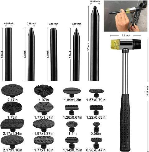 Sonrinss Dent Puller Kit - Paintless Dent Removal Tools for Easy and Efficient Car Dent Repair - Automotive Repair Equipment with T-Bar,Dent Hammer Puller for Car Dents/Auto Dents/Hail Damage Removal in Kuwait