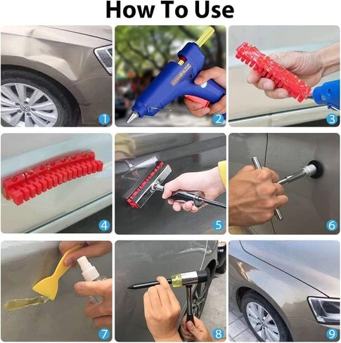 Sonrinss Dent Puller Kit - Paintless Dent Removal Tools for Easy and Efficient Car Dent Repair - Automotive Repair Equipment with T-Bar,Dent Hammer Puller for Car Dents/Auto Dents/Hail Damage Removal in Kuwait