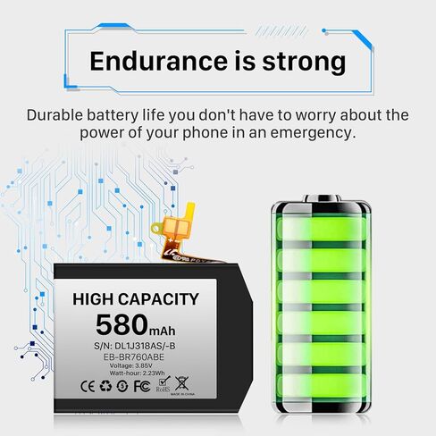 بطارية بديلة لجهاز Samsung Gear S3، بطارية بديلة فائقة السعة 580 مللي أمبير في الساعة لجهاز Samsung Gear S3 Frontier (SM-R760) وGear S3 Classic SM-R770،BR760،R765 EB-BR760ABE GH43-04699A مع مجموعة أدوات الإصلاح in Kuwait