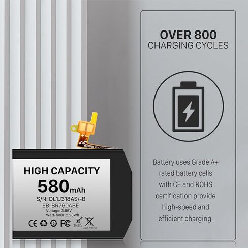 بطارية بديلة لجهاز Samsung Gear S3، بطارية بديلة فائقة السعة 580 مللي أمبير في الساعة لجهاز Samsung Gear S3 Frontier (SM-R760) وGear S3 Classic SM-R770،BR760،R765 EB-BR760ABE GH43-04699A مع مجموعة أدوات الإصلاح in Kuwait