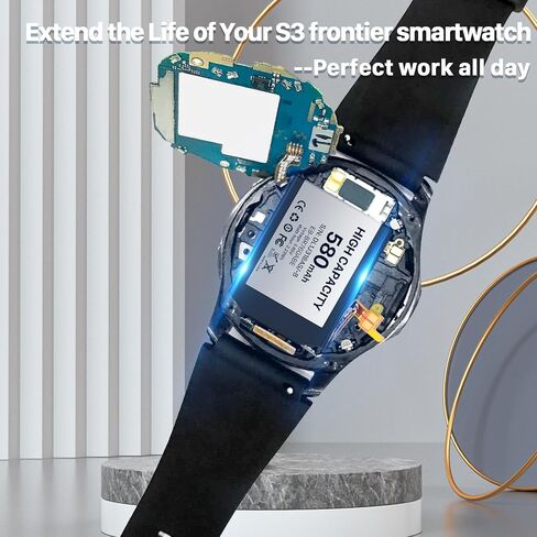 بطارية بديلة لجهاز Samsung Gear S3، بطارية بديلة فائقة السعة 580 مللي أمبير في الساعة لجهاز Samsung Gear S3 Frontier (SM-R760) وGear S3 Classic SM-R770،BR760،R765 EB-BR760ABE GH43-04699A مع مجموعة أدوات الإصلاح in Kuwait