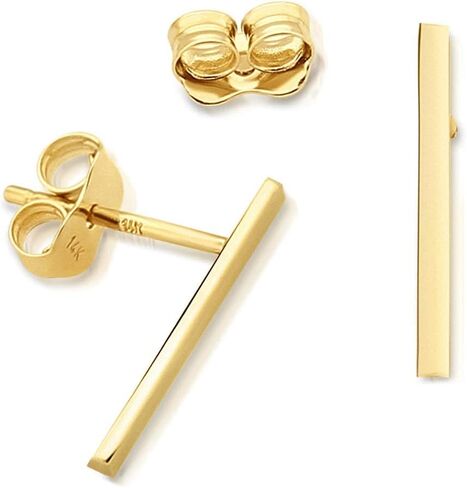 Minimalist 14k Gold Polished Stud Bar Line Stick Earrings, (15mm X 1.3mm) in Saudi Arabia