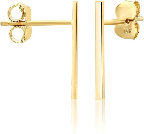 Minimalist 14k Gold Polished Stud Bar Line Stick Earrings, (15mm X 1.3mm) in Saudi Arabia