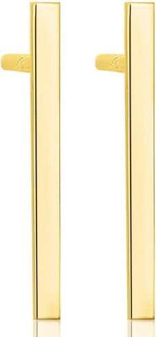 Minimalist 14k Gold Polished Stud Bar Line Stick Earrings, (15mm X 1.3mm) in Saudi Arabia
