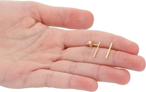 Minimalist 14k Gold Polished Stud Bar Line Stick Earrings, (15mm X 1.3mm) in Saudi Arabia