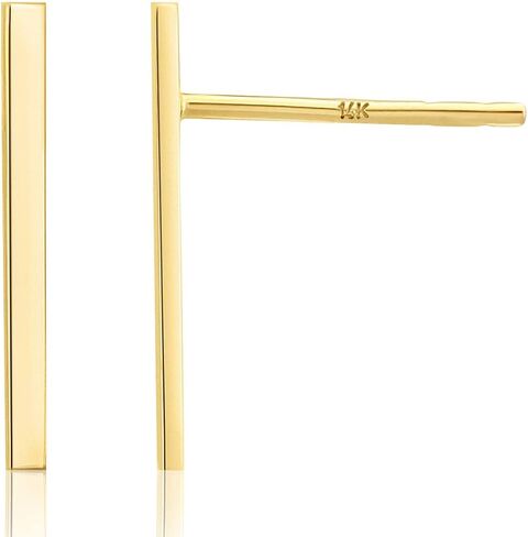 Minimalist 14k Gold Polished Stud Bar Line Stick Earrings, (15mm X 1.3mm) in Saudi Arabia