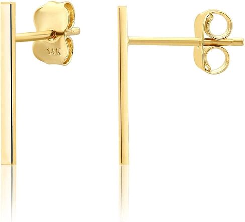 Minimalist 14k Gold Polished Stud Bar Line Stick Earrings, (15mm X 1.3mm) in Saudi Arabia