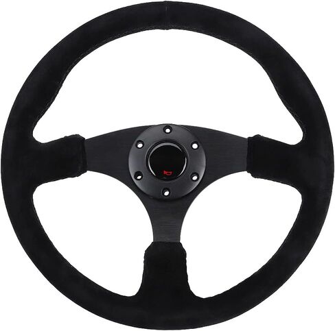 Steering Wheel, 14in 350mm Steering Wheel Black Stitching with Horn B for Racing Steering Wheel Suede Steering Wheel in Saudi Arabia