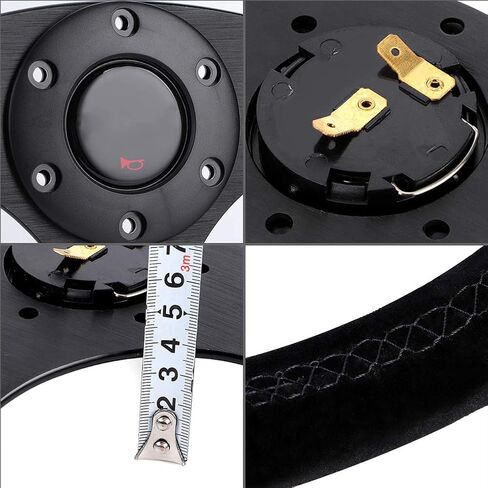 Steering Wheel, 14in 350mm Steering Wheel Black Stitching with Horn B for Racing Steering Wheel Suede Steering Wheel in Saudi Arabia