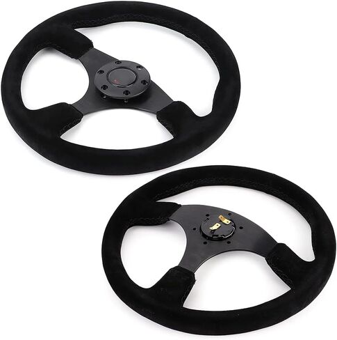 Steering Wheel, 14in 350mm Steering Wheel Black Stitching with Horn B for Racing Steering Wheel Suede Steering Wheel in Saudi Arabia