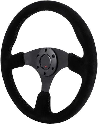 Steering Wheel, 14in 350mm Steering Wheel Black Stitching with Horn B for Racing Steering Wheel Suede Steering Wheel in Saudi Arabia