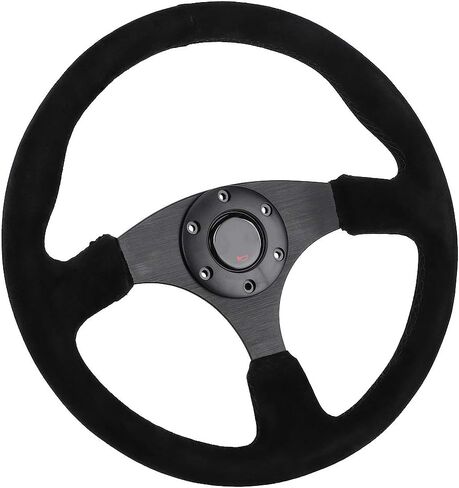 Steering Wheel, 14in 350mm Steering Wheel Black Stitching with Horn B for Racing Steering Wheel Suede Steering Wheel in Saudi Arabia