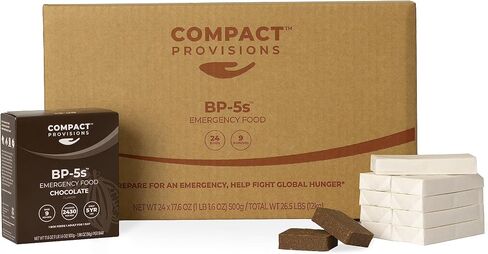 Compact Provisions BP-5s Chocolate 12 Pack Emergency Food Supply and Non-Perishable Survival Rations for Disaster Kits. 2,430 Calories, 63g Protein Per Box in Saudi Arabia