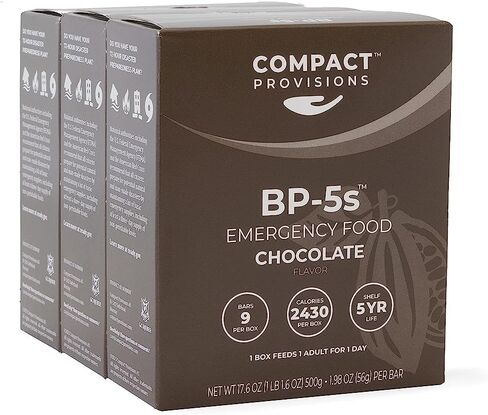 Compact Provisions BP-5s Chocolate 12 Pack Emergency Food Supply and Non-Perishable Survival Rations for Disaster Kits. 2,430 Calories, 63g Protein Per Box in Saudi Arabia