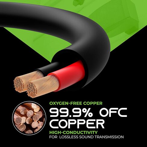 سلك مكبر صوت GearIT 14/2 (20 قدم) مقياس 14AWG - دفن خارجي مباشر في الأرض/في الجدار / تصنيف CL3 CL2 / 2 موصلات - نحاس خالٍ من الأكسجين OFC، أسود 20 قدم in Saudi Arabia
