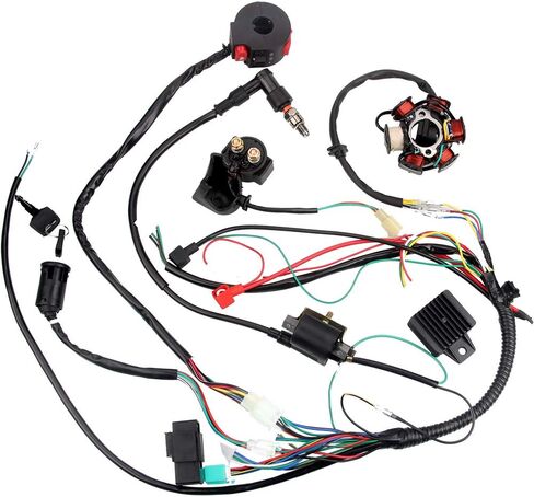 مجموعة أدوات تسخير الأسلاك الكاملة من تشانوك، سلك كهربائي مغناطيسي، ملف الجزء الثابت CDI لـ 50cc 70cc 90cc 110cc 125cc ATV الترابية دراجة الطرق غير الممهدة 4 عجلات in Kuwait