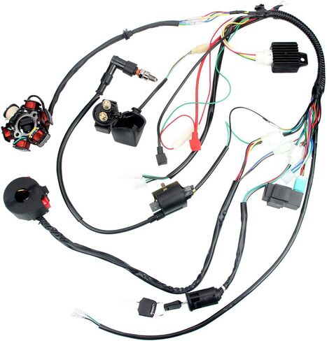 مجموعة أدوات تسخير الأسلاك الكاملة من تشانوك، سلك كهربائي مغناطيسي، ملف الجزء الثابت CDI لـ 50cc 70cc 90cc 110cc 125cc ATV الترابية دراجة الطرق غير الممهدة 4 عجلات in Kuwait