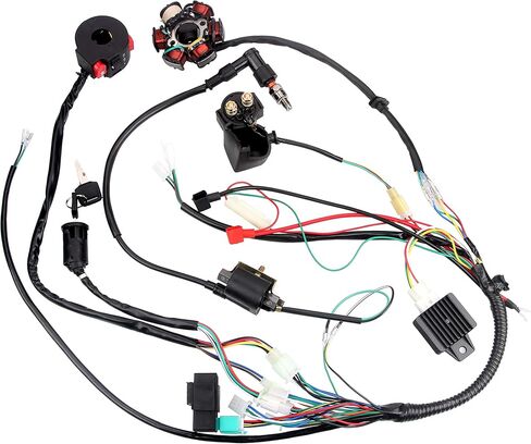 مجموعة أدوات تسخير الأسلاك الكاملة من تشانوك، سلك كهربائي مغناطيسي، ملف الجزء الثابت CDI لـ 50cc 70cc 90cc 110cc 125cc ATV الترابية دراجة الطرق غير الممهدة 4 عجلات in Kuwait