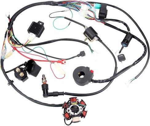مجموعة أدوات تسخير الأسلاك الكاملة من تشانوك، سلك كهربائي مغناطيسي، ملف الجزء الثابت CDI لـ 50cc 70cc 90cc 110cc 125cc ATV الترابية دراجة الطرق غير الممهدة 4 عجلات in Kuwait