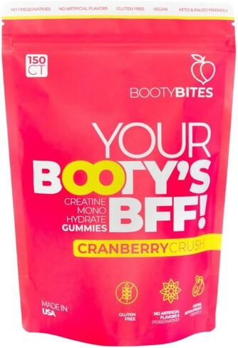 Booty Bites Creatine Monohydrate Gummies, 5g, Natural Supplement, Booty Lift, Post Workout Recovery, Muscle Builder, Boost Energy, Gluten Free, Cranberry Flavor (15) in Saudi Arabia