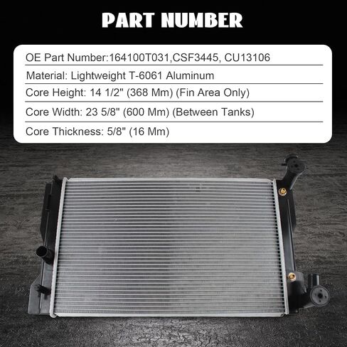 مشعاع Cycwer CU13106 لـ 2009-2017 كورولا ماتريكس بونتياك فيبي 1.8L يستبدل 164100T031،CSF3445، CU13106 in Kuwait
