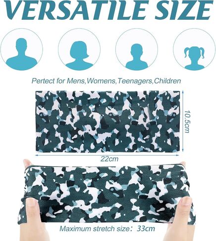 Newcotte 12 Pcs Headbands for Men Sport Camo Sweatbands Nonslip Stretchy Hairband Lightweight Sweat Absorbing Colorful Workout Head Bands for Sport Women Running Gym Jogging in Saudi Arabia