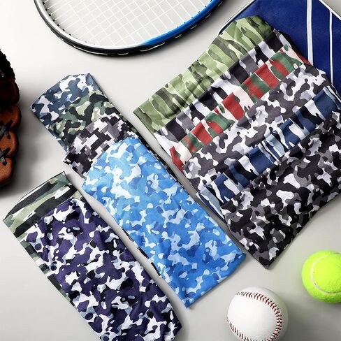 Newcotte 12 Pcs Headbands for Men Sport Camo Sweatbands Nonslip Stretchy Hairband Lightweight Sweat Absorbing Colorful Workout Head Bands for Sport Women Running Gym Jogging in Saudi Arabia
