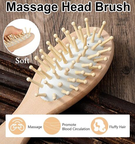 Baby Brushes for Hair, Baby Hair Brush, Wooden Baby Hair Brush Set with Soft Goat Bristle, Baby Brush Set for Newborns, Toddler Cradle Cap Brush for Girls And Boy 2PS in Saudi Arabia