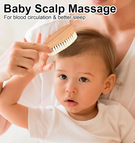 Baby Brushes for Hair, Baby Hair Brush, Wooden Baby Hair Brush Set with Soft Goat Bristle, Baby Brush Set for Newborns, Toddler Cradle Cap Brush for Girls And Boy 2PS in Saudi Arabia